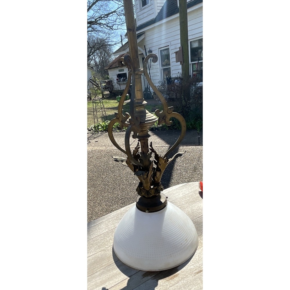 VTG Brass‎ Old World Light Fixtures Rococo Art Nouveau Victorian Revival Pendant